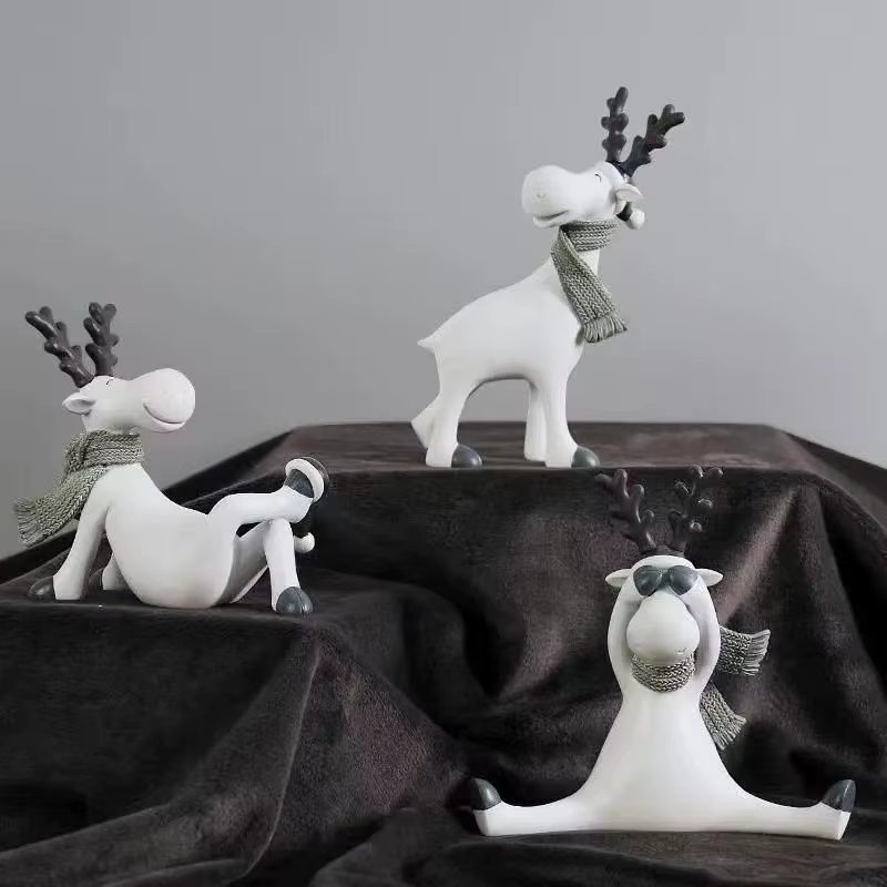 Statue de renne de Noël en résine artisanale