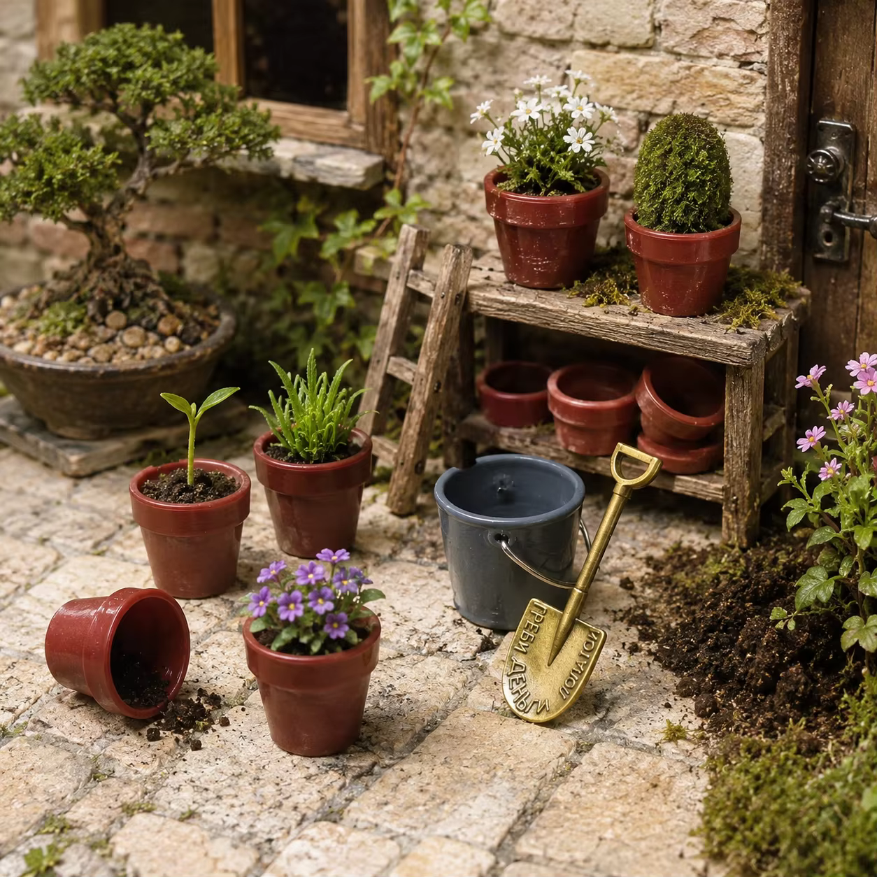 Ensemble de 7 petits pots de fleurs miniatures