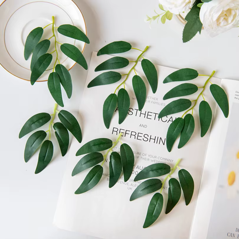 50/100 pièces fleurs de soie vertes feuilles de saule Halloween bricolage décoration de noël couronnes maison accessoires de mariage plantes artificielles