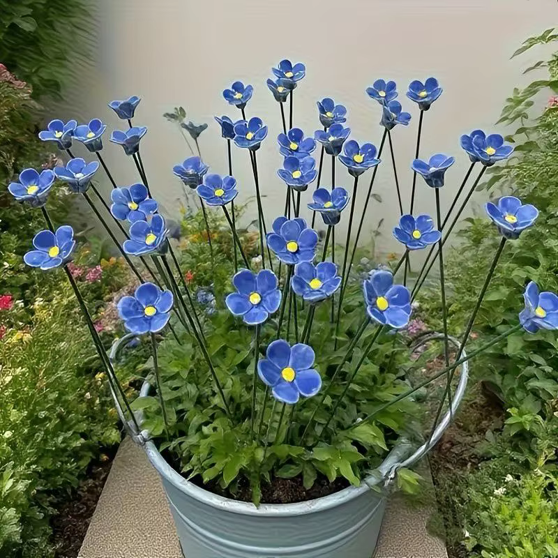 6/8/10 pièces de fleurs éternelles en céramique artisanales