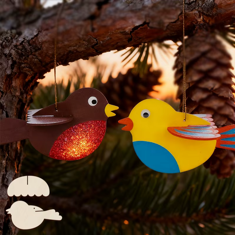YOMDID 5 pièces ornements en bois inachevés-décorations suspendues d'oiseaux