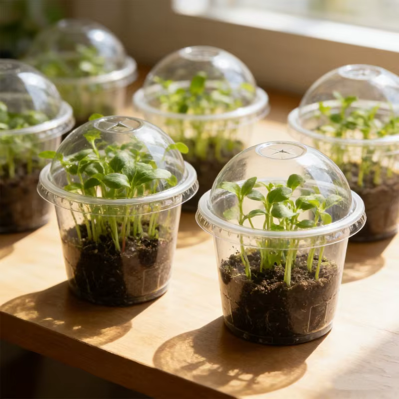 Pots de pépinière transparents avec couvercles