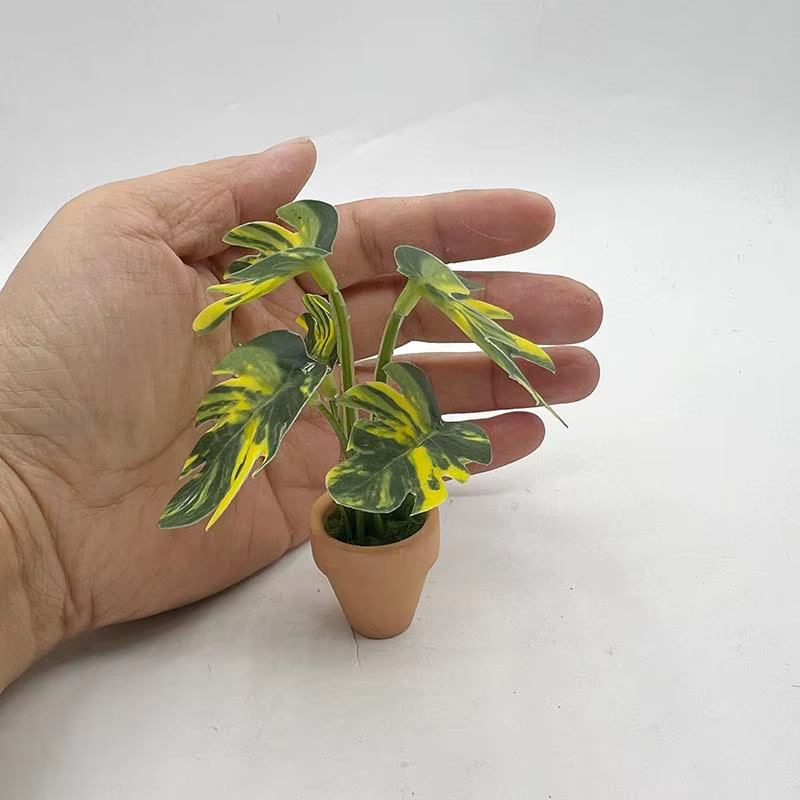 Plantes en pot 1 pièce Décoration d'intérieur Mini Taro Turtle Back Green Dollhouse Style scandinave Modèle photographique
