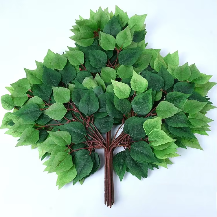 12 pièces de feuilles de bouleau artificielles