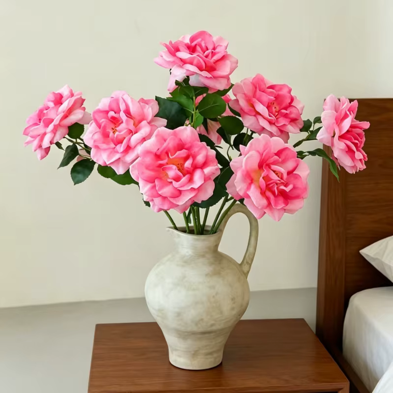 12 pièces de fleurs artificielles roses Rosa Chinensis pour mariage