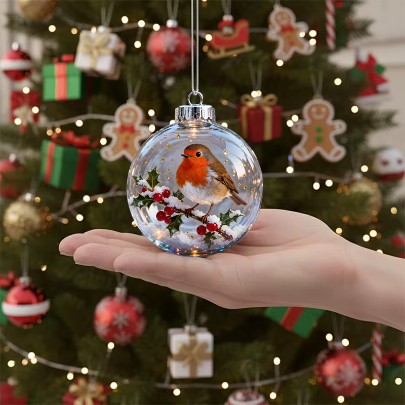 Ornement de noël clair d'oiseaux de la nature