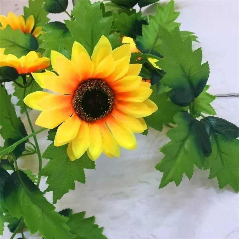 1/2/5 pièces 260cm artificiel jaune tournesol guirlande fleur vigne mariage Floral arc décor soie