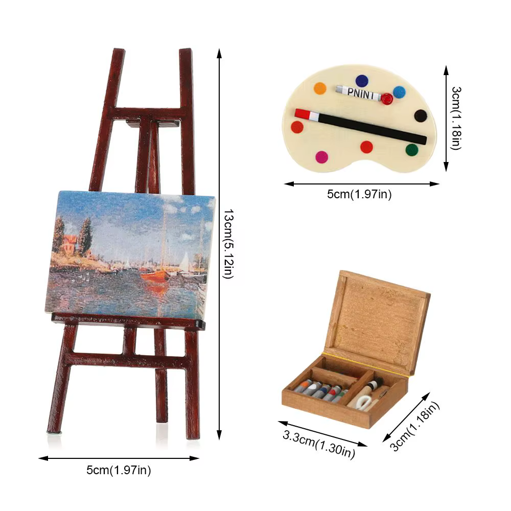 Miniature Liatif el Mini Wood Box Drawing Board, Toy Accessrespiration Model Set, Races House Furniture, Artist Paint Pen
