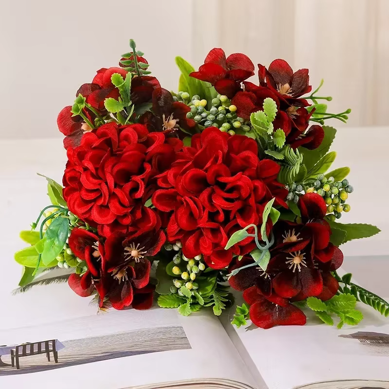 Fleurs artificielles couleur automne Tennis de Table chrysanthème soie Simulation fleur mariage Floral décor à la maison boule chrysanthèmes