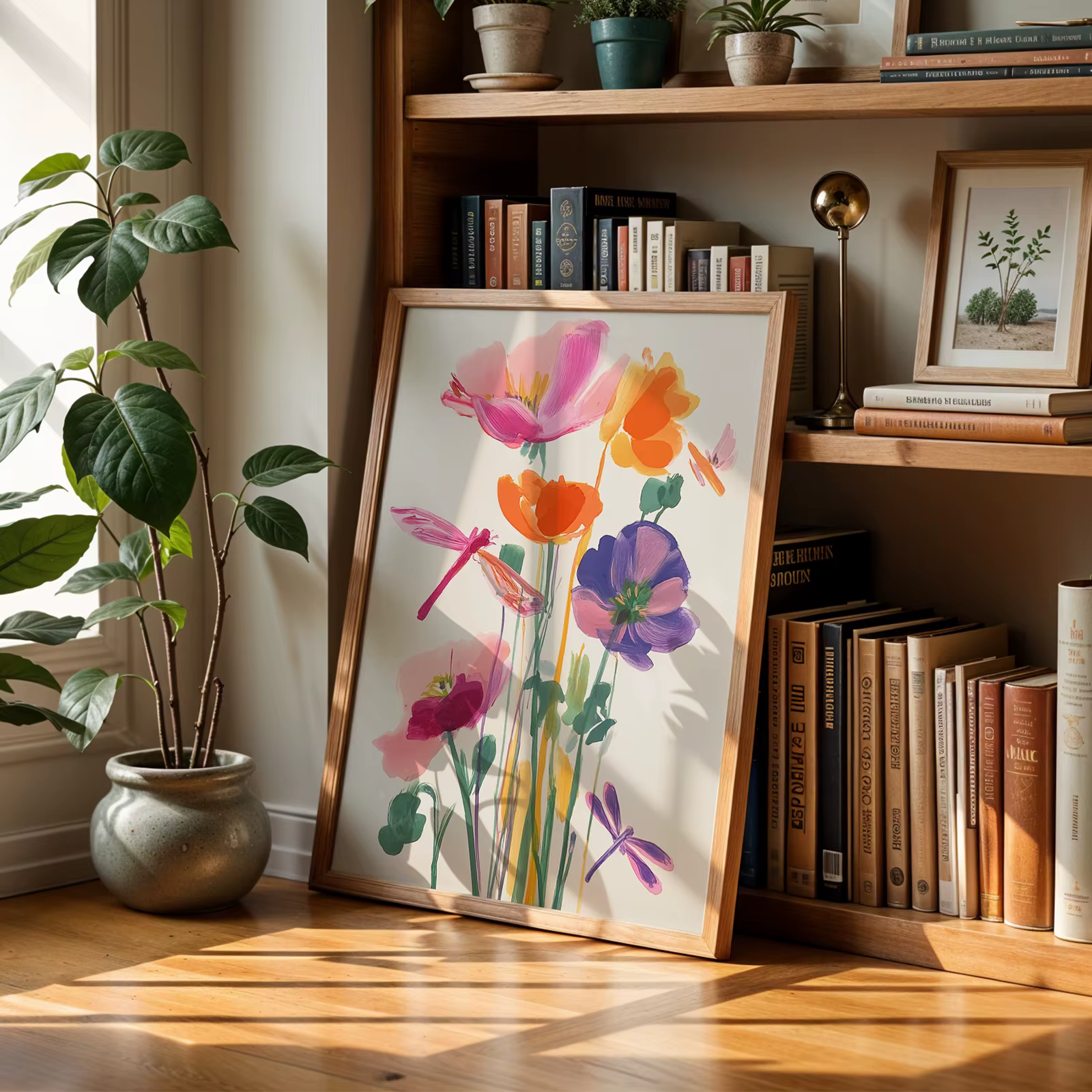 Art mural moderne et minimaliste aux motifs de fleurs sauvages