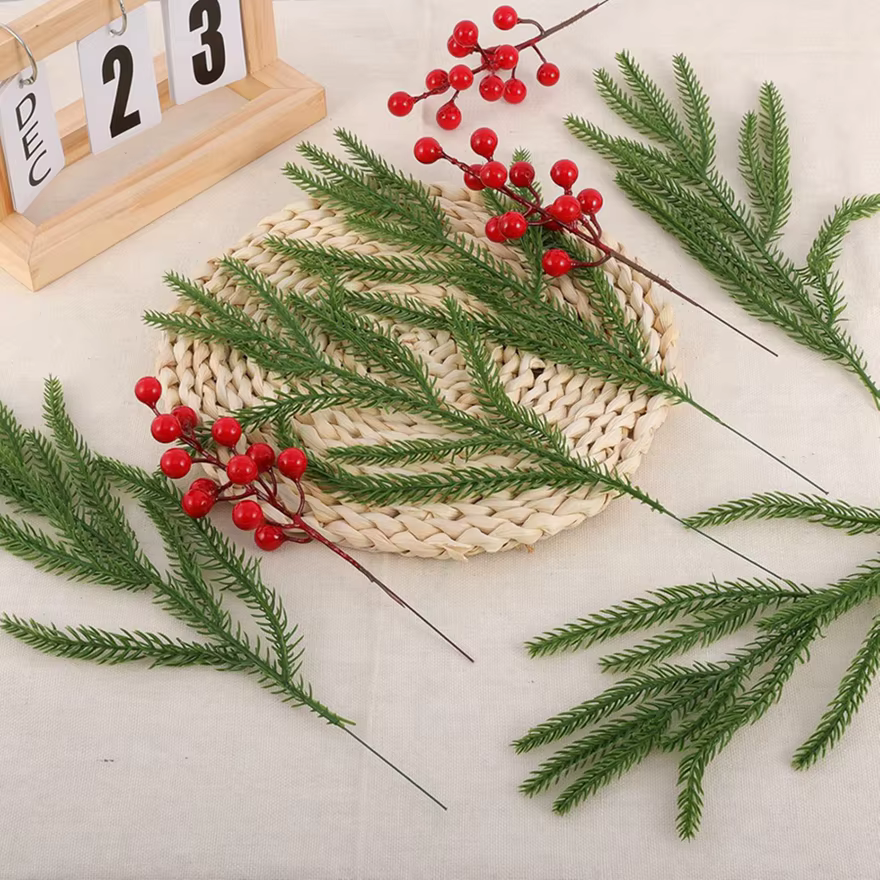 5pcs Artificialplant en plastique aiguilles de pin Accueil vase festival fête En Plein Air Jardin cour Arbre De Noël couronne Bricolage cadeau Décor