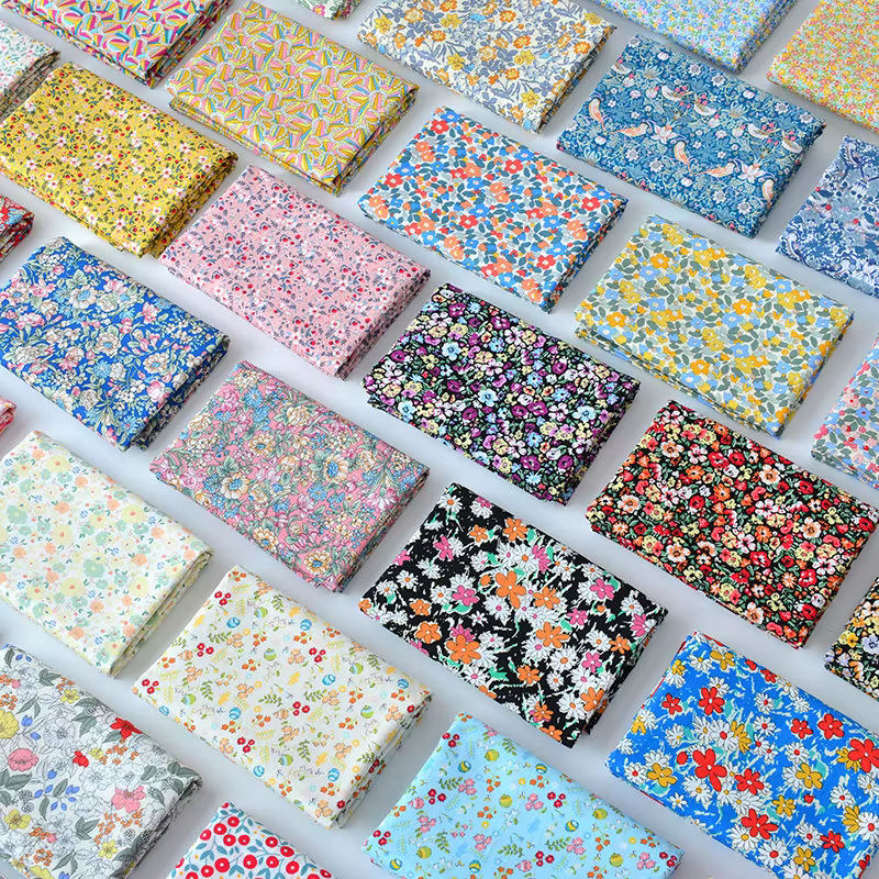 Tissu popeline de coton pur à motifs floraux fins, vendu au mètre, pour la confection de robes, vêtements, linge de lit, rideaux, et la couture pour enfants, tissu imprimé été