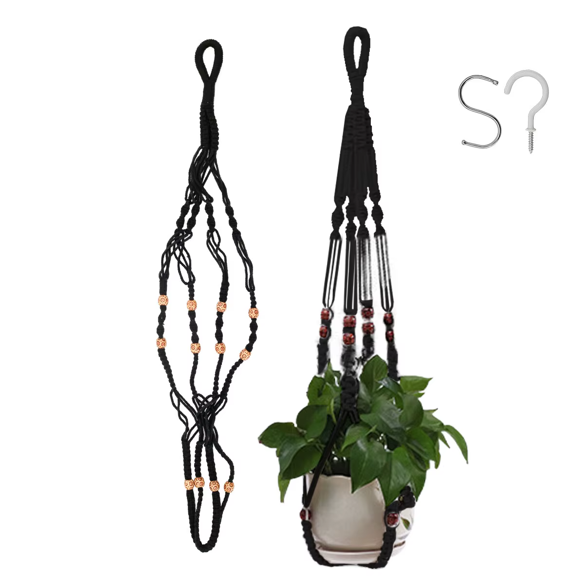 Filet de suspension pour plantes en macramé