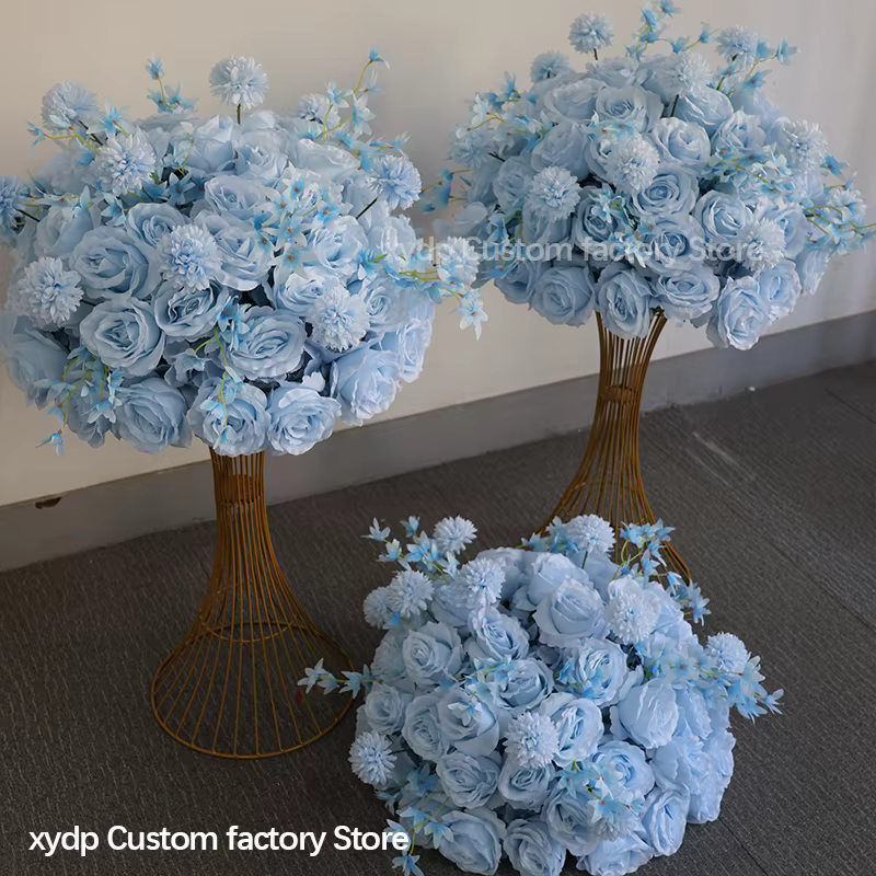 Bouquet de fleurs artificielles bleu ciel