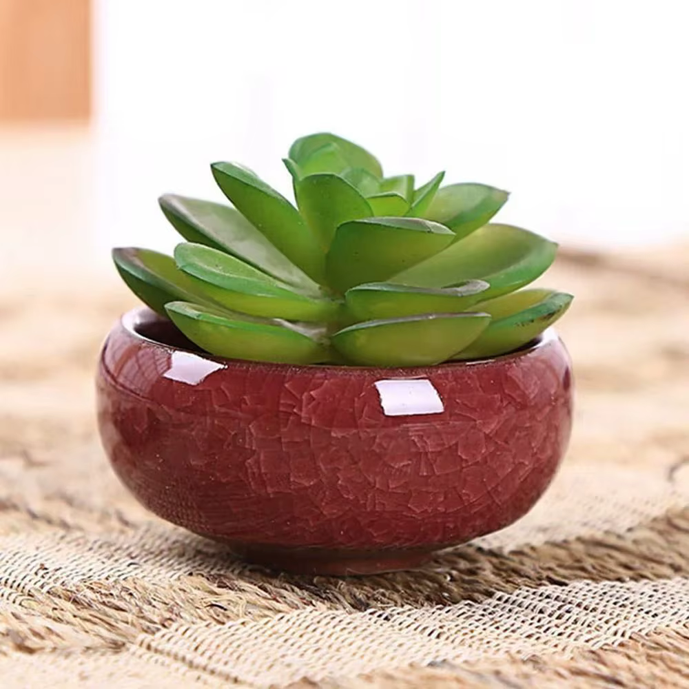 Pots de fleurs en céramique respirants effet glaçure craquelée