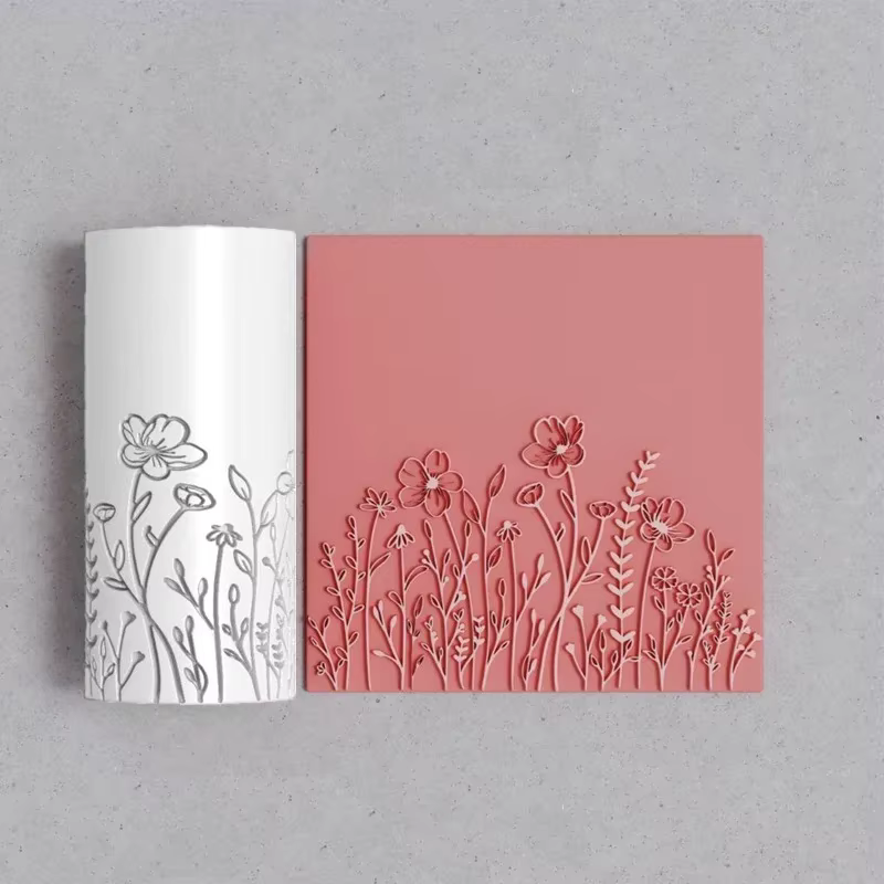 Outil de roulement de texture d'argile douce de fleurs sauvages et d'herbe : rouleau de texturisation de haute précision pour la fabrication de bijoux à bricoler soi-même et la décoration créative