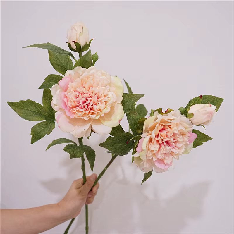 2 têtes de fleurs artificielles pivoine hydratante vraie touche fausses