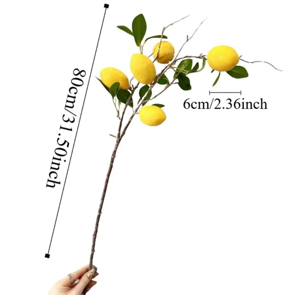 Branche de citron artificielle à feuilles vertes