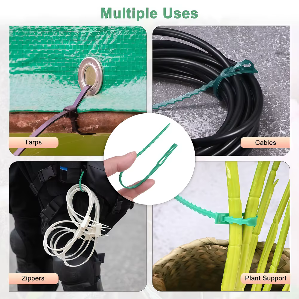 50 attaches de fixation réglables en plastique réutilisables pour plantes