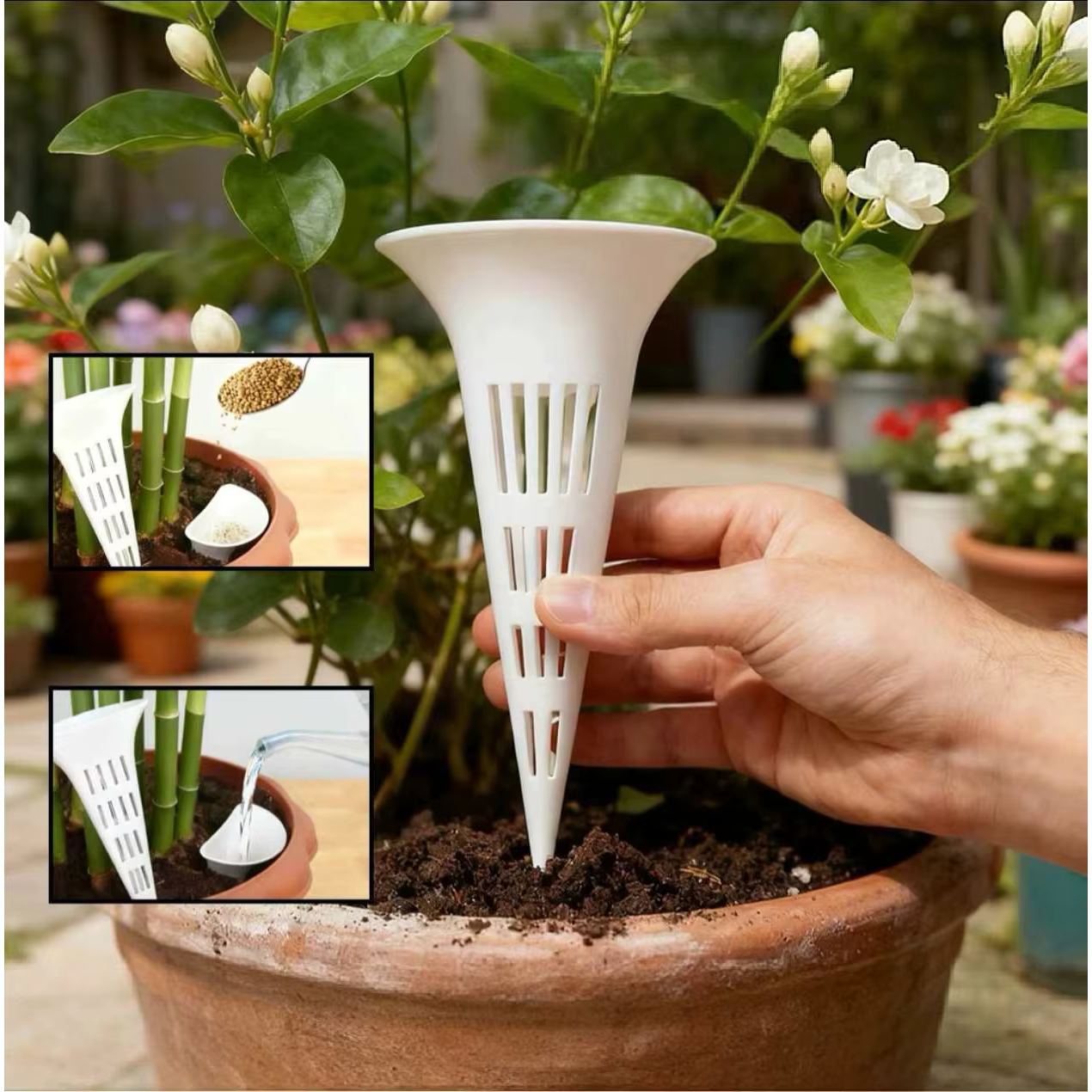 Dispositif d'arrosage respirant pour plantes coniques