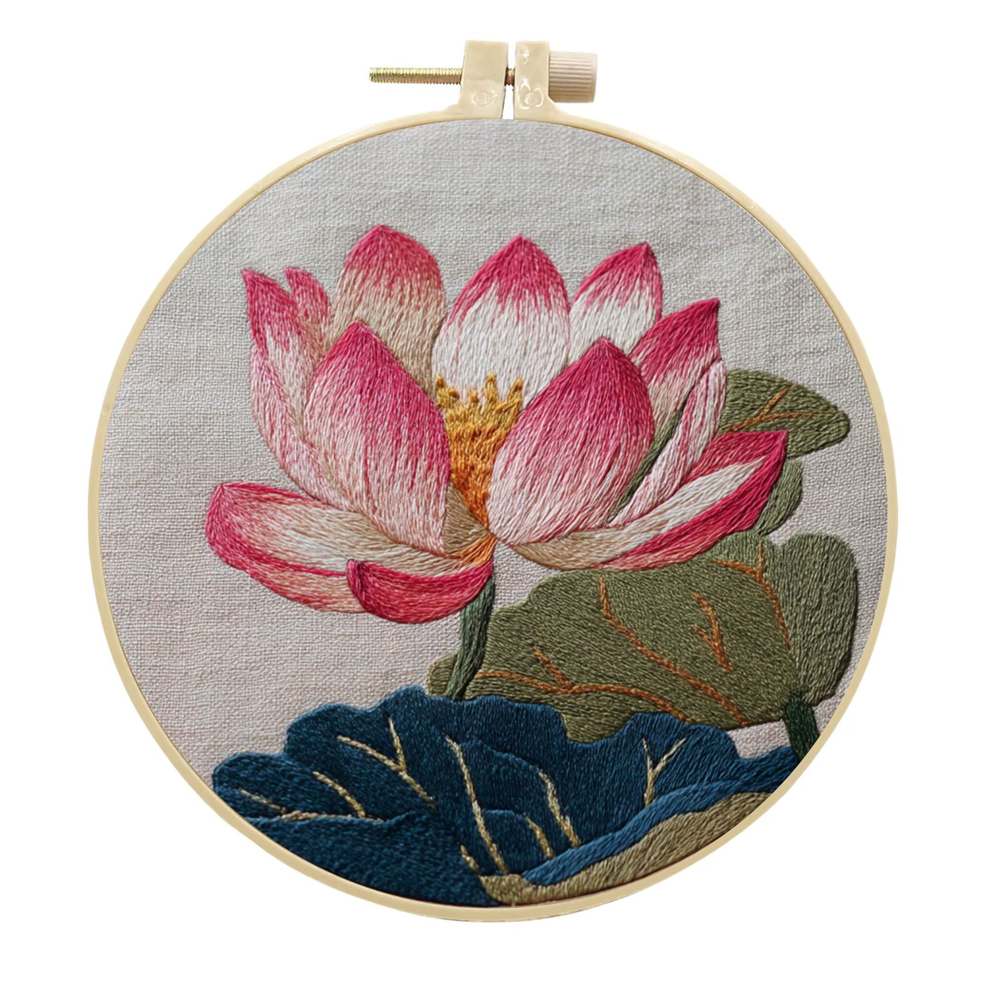 Kits de broderie DIY sur toile imprimée avec motif de fleur de lotus