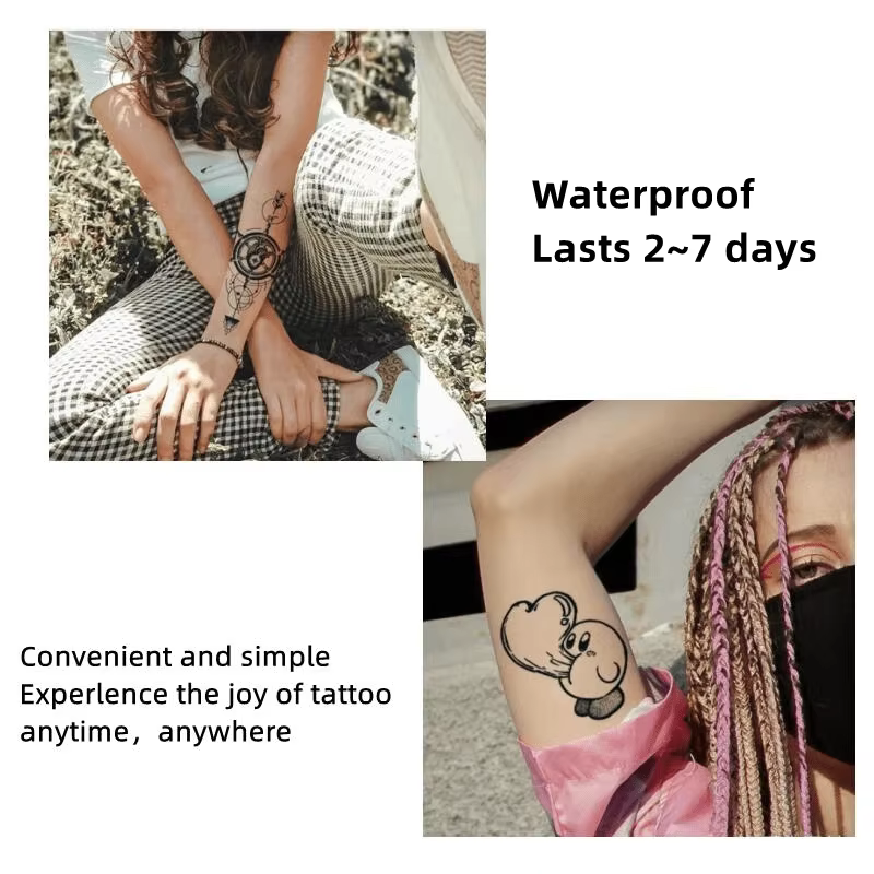 Autocollant de tatouage de chat de fleur, 1 feuille, tatouage temporaire durable et imperméable