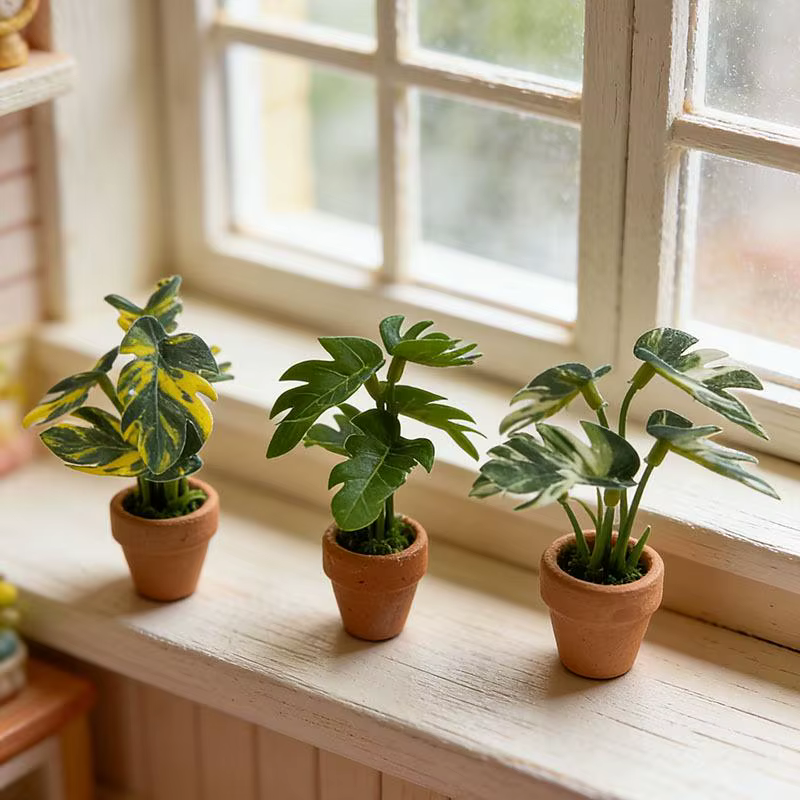 Plantes en pot 1 pièce Décoration d'intérieur Mini Taro Turtle Back Green Dollhouse Style scandinave Modèle photographique