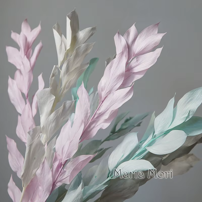 5 pièces/fleur conservée de blanchiment séché feuilles d'orange lys bambou pour arrangement floral fait à la main bureau maison décoration de mariage
