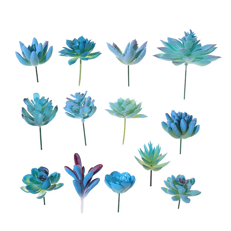 Plantes succulentes artificielles bleues