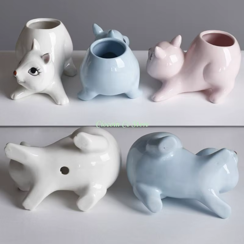 X90F Ceramic Plant Plante Pot Planter Squirrel Forme