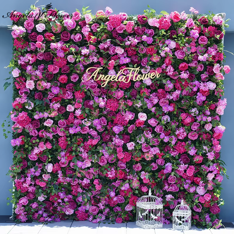 Mur de fleurs en tissu enroulable