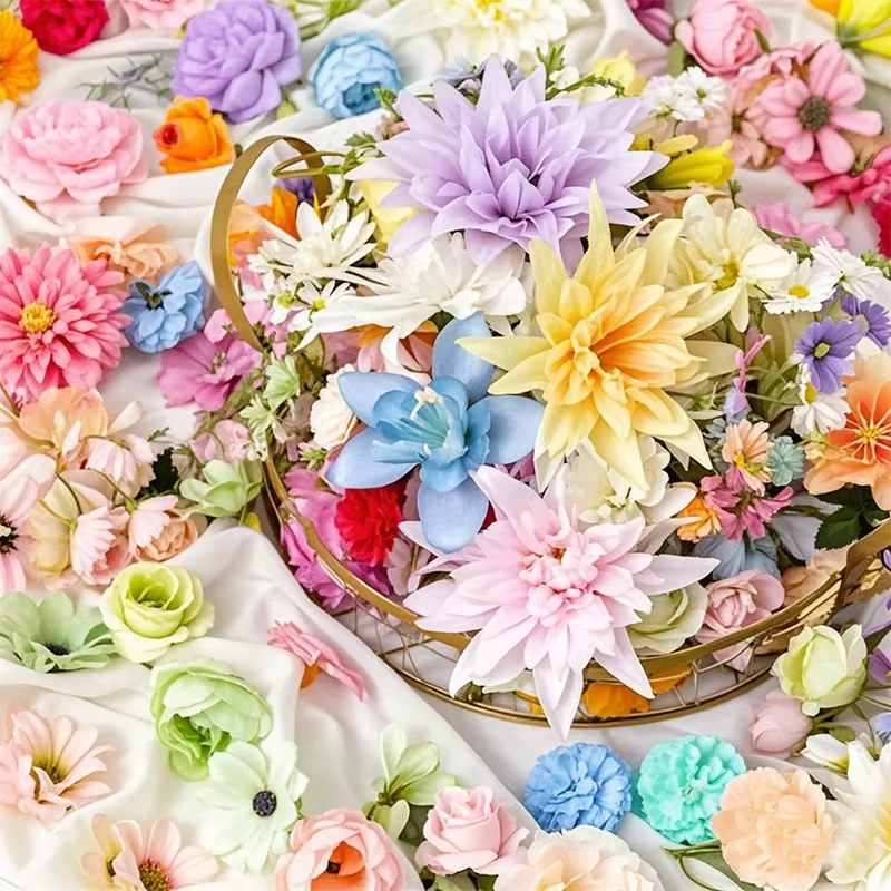 Mini fleurs artificielles en soie