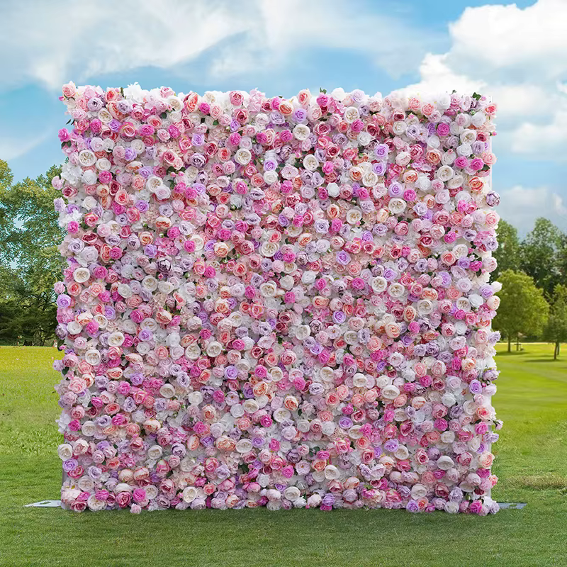 Pivoine Rose de luxe, mur de fleurs en tissu