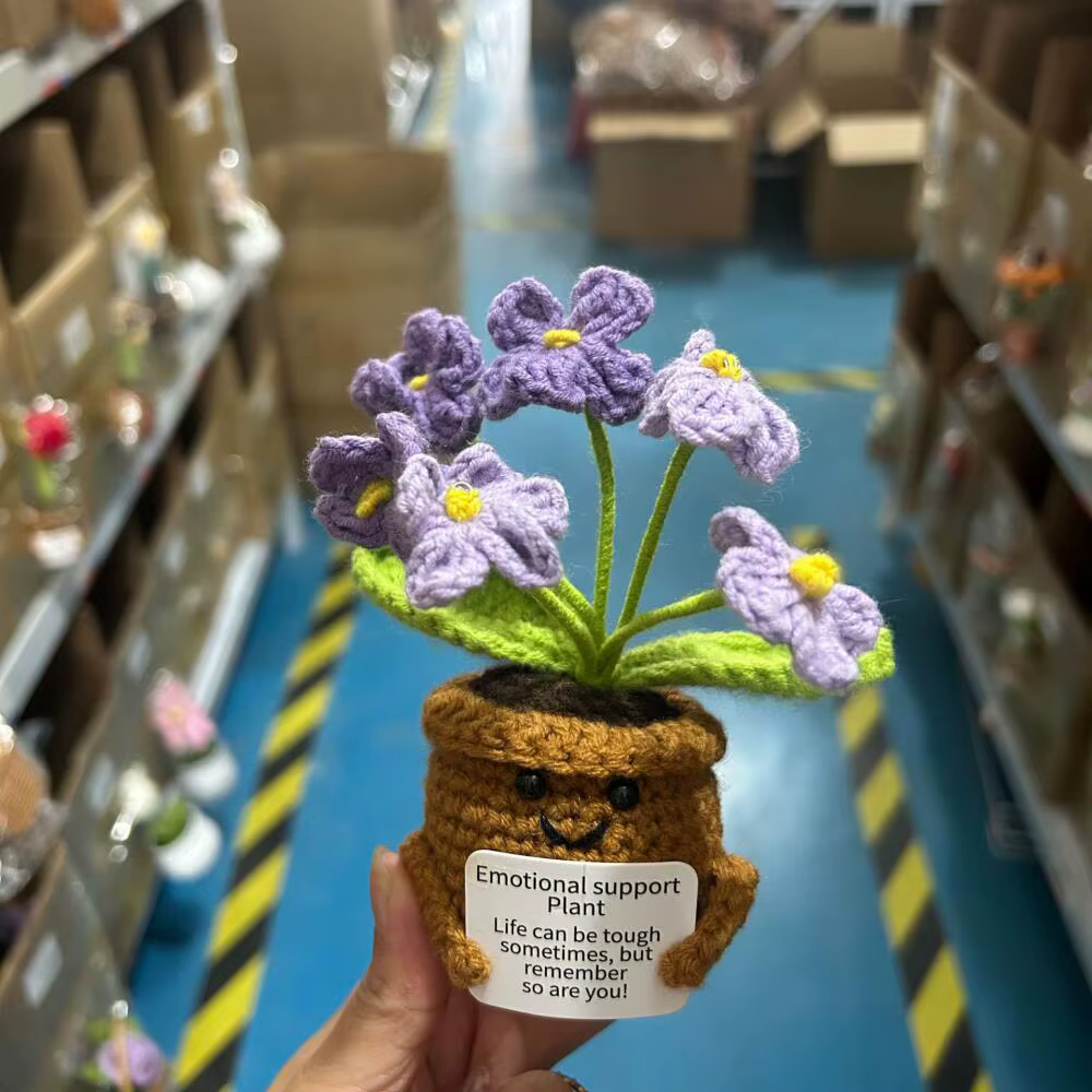 Plante en pot tricotée au crochet