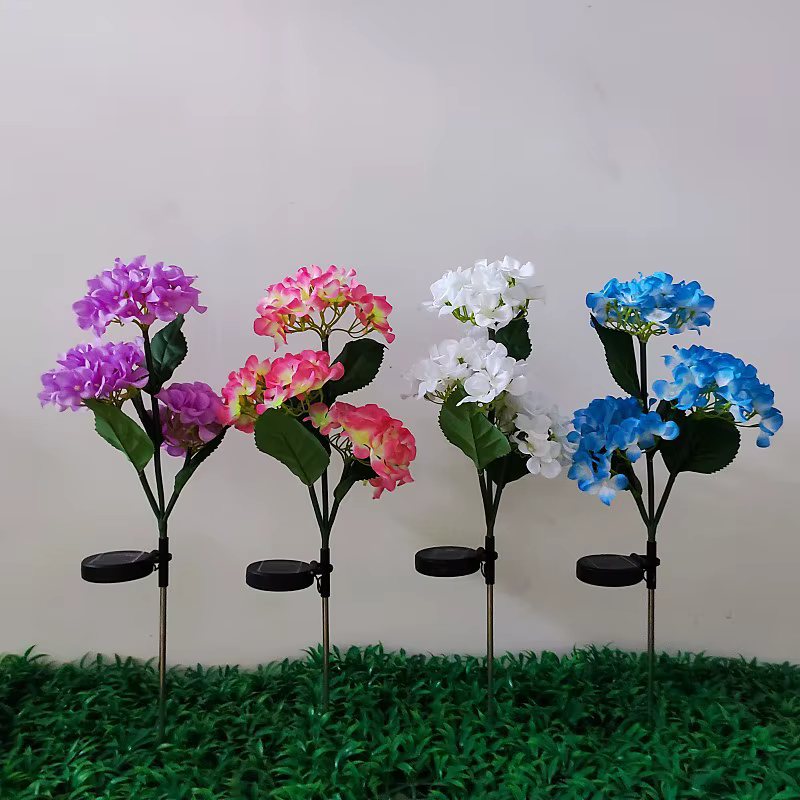 Hortensia fleurs pelouse lumière piquets de jardin lumières au sol décor extérieur lampe voie étanche étang Floral