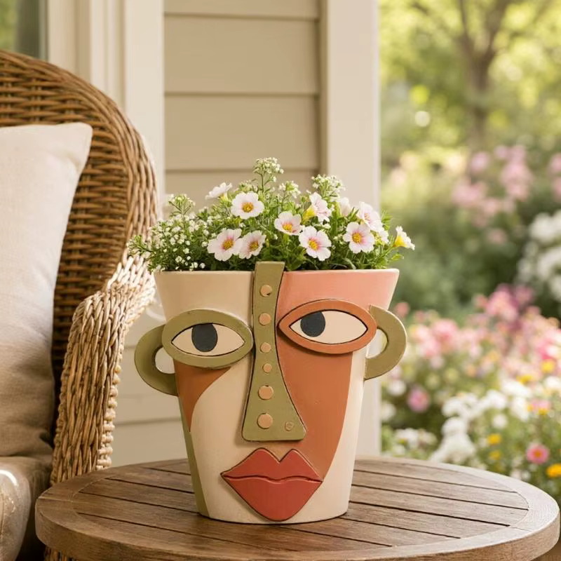 Pot jardinière à visage artistique M4YD