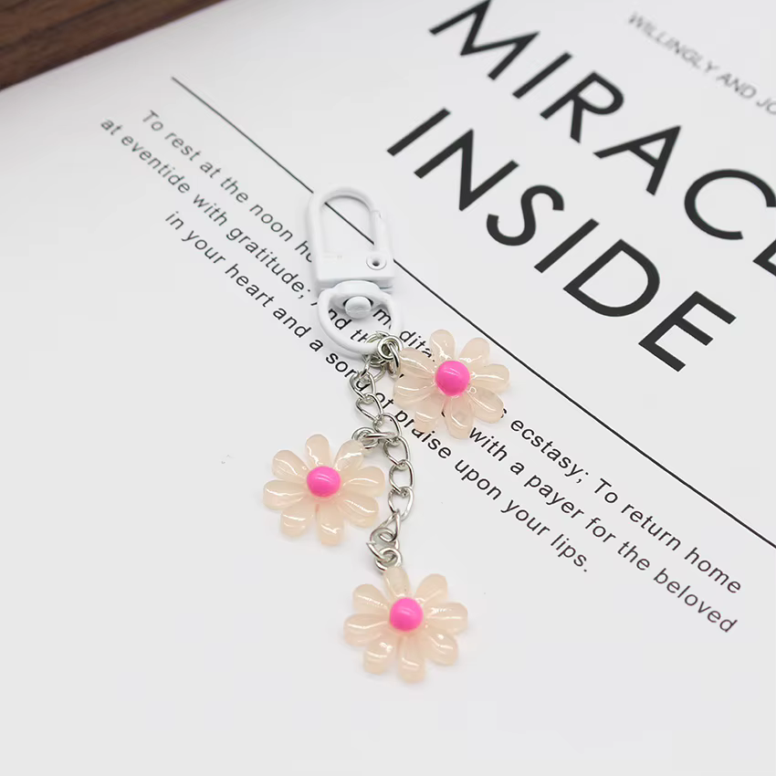 Porte-clés fleur coloré pour femmes et filles, breloques de sac, accessoires de bijoux à bricoler soi-même, porte-clés charmant
