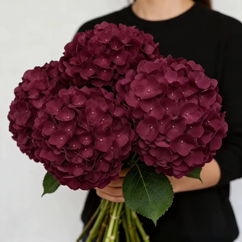 Bouquet de fleurs d'hortensia artificielles bordeaux en gros