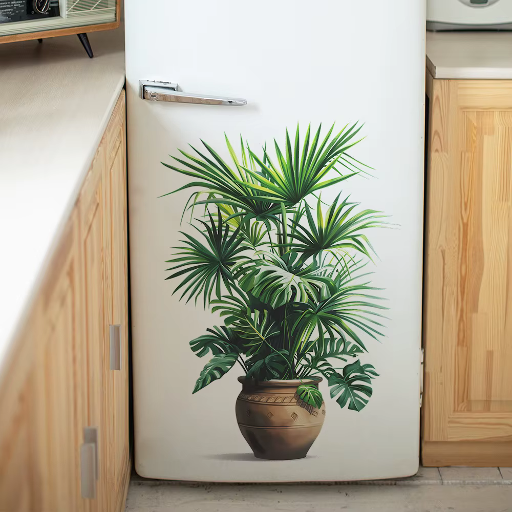 Autocollant mural plante verte en Pot