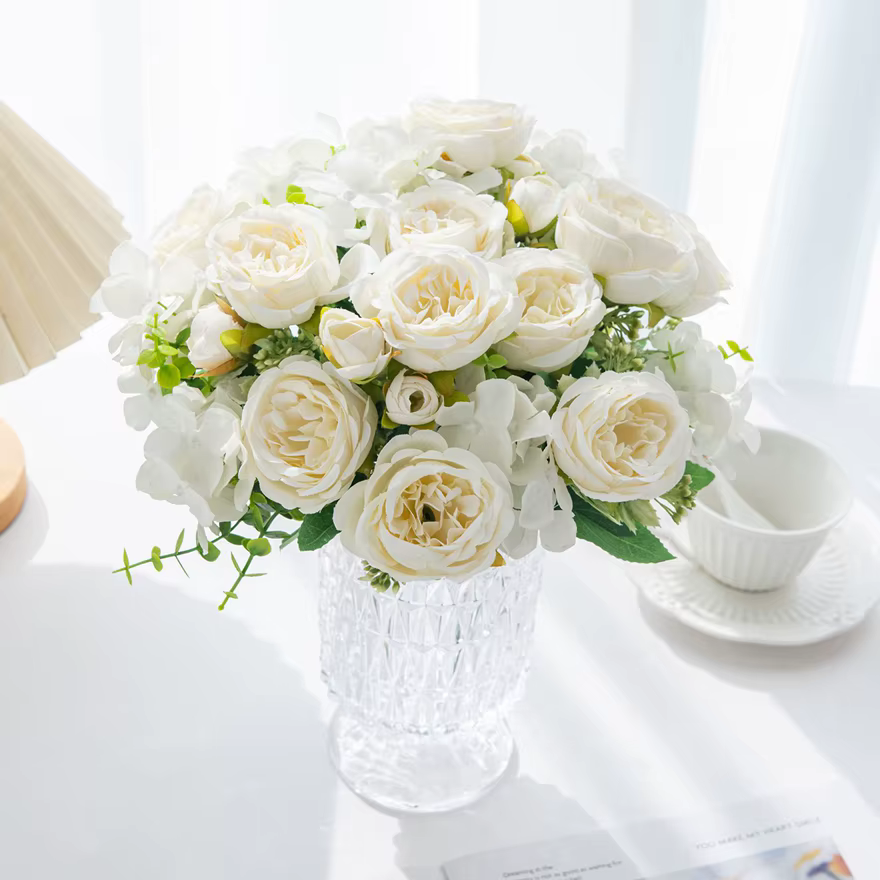 Fleur artificielle de pivoine de soie maison Vase chambre jardin extérieur cour couronne de mariage Bouquet de mariée