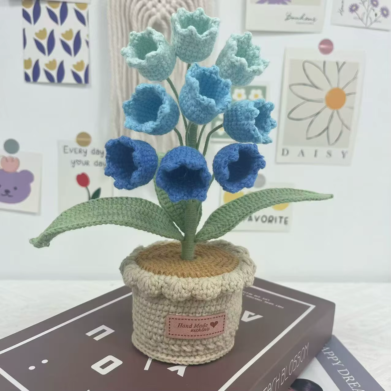 Crochet cloche orchidée en Pot fleur tissée à la main plante artificielle créative décoration de bureau Pot