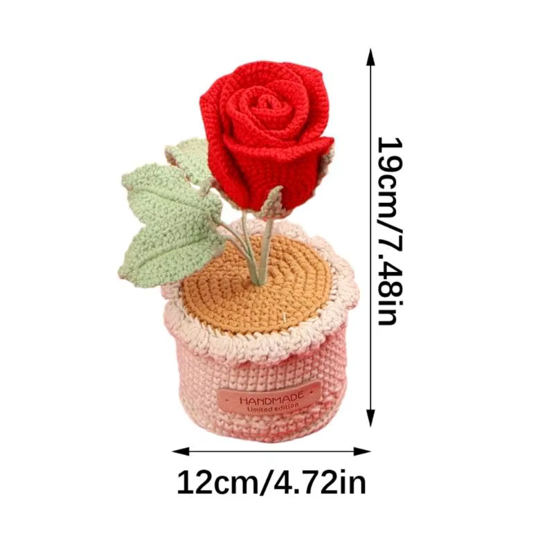 Arrangement fleurs roses Crochet