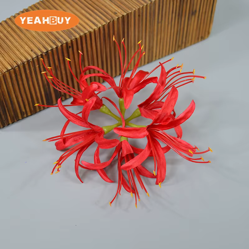 Têtes de fleurs artificielles de lys araignée rouge
