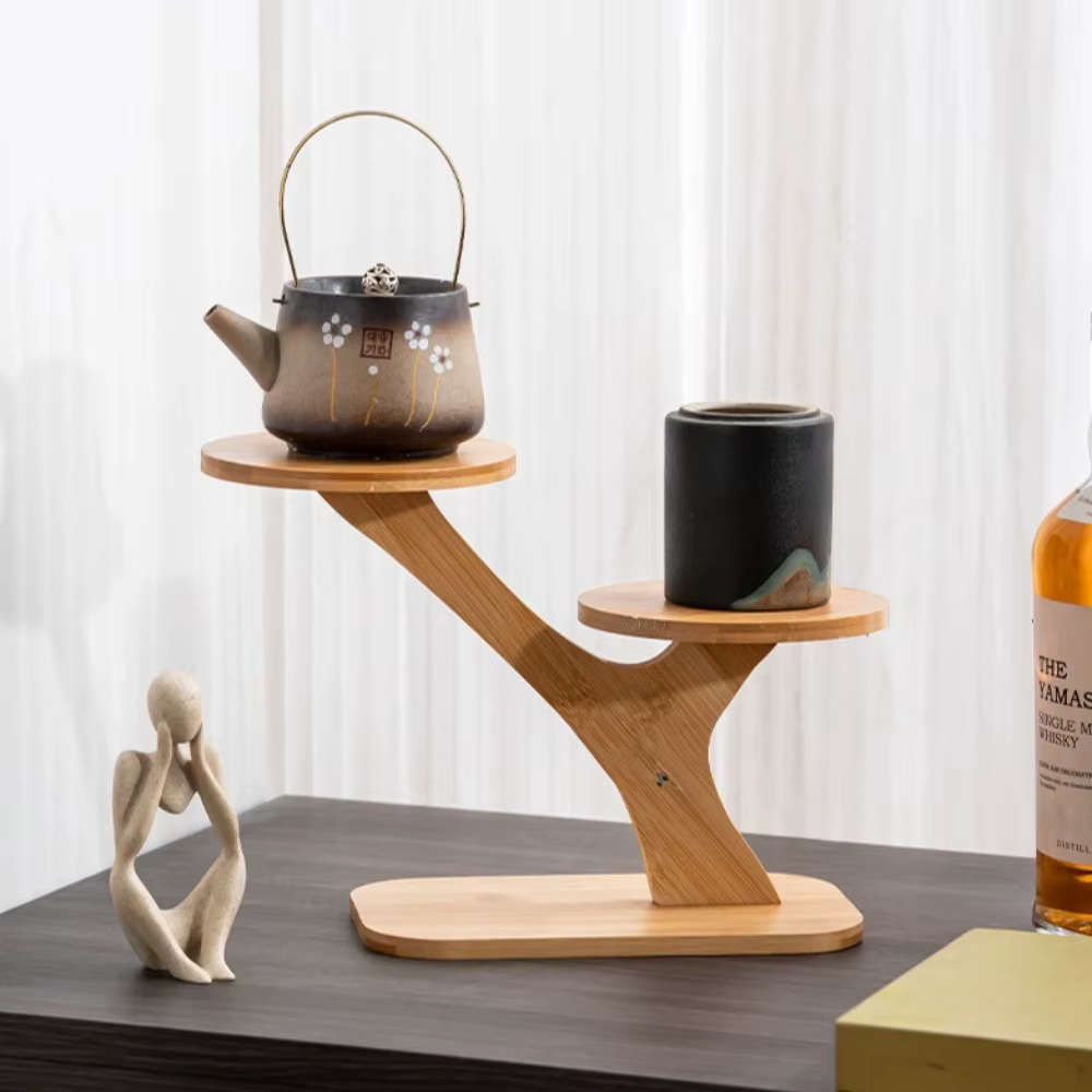 Étagère en bambou pour fleurs de bureau