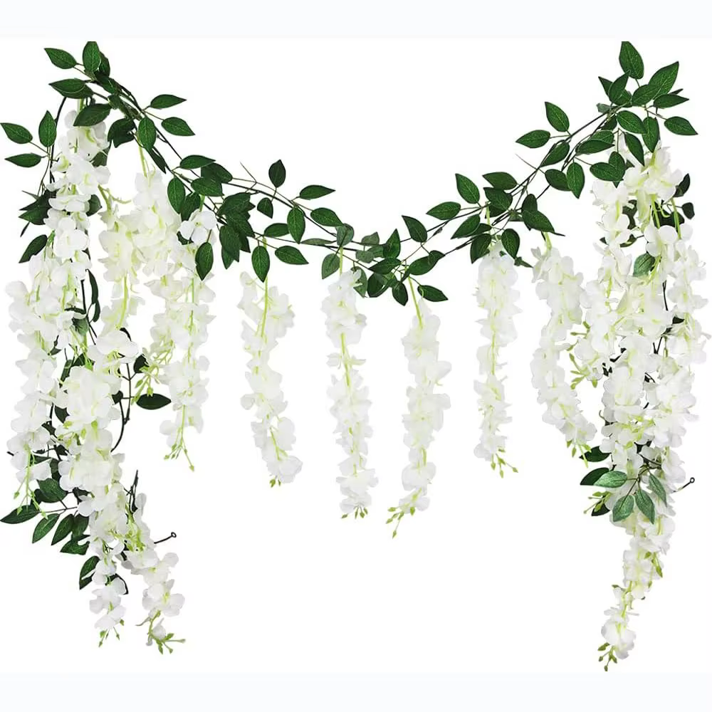 Guirlande de fleurs suspendues de glycine blanche