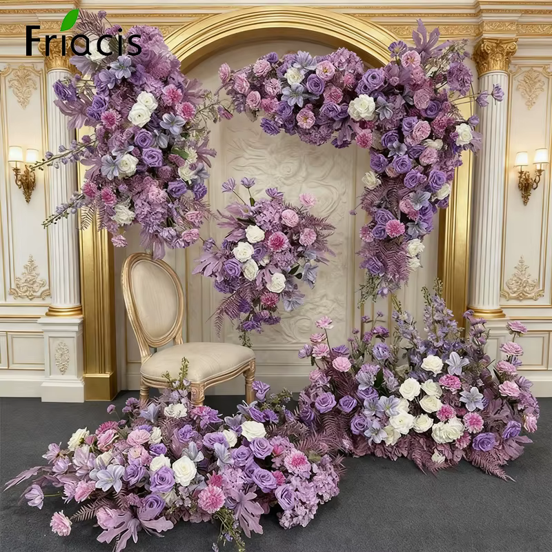 Série violette pivoine Rose jacinthe fleur artificielle rangée suspendue