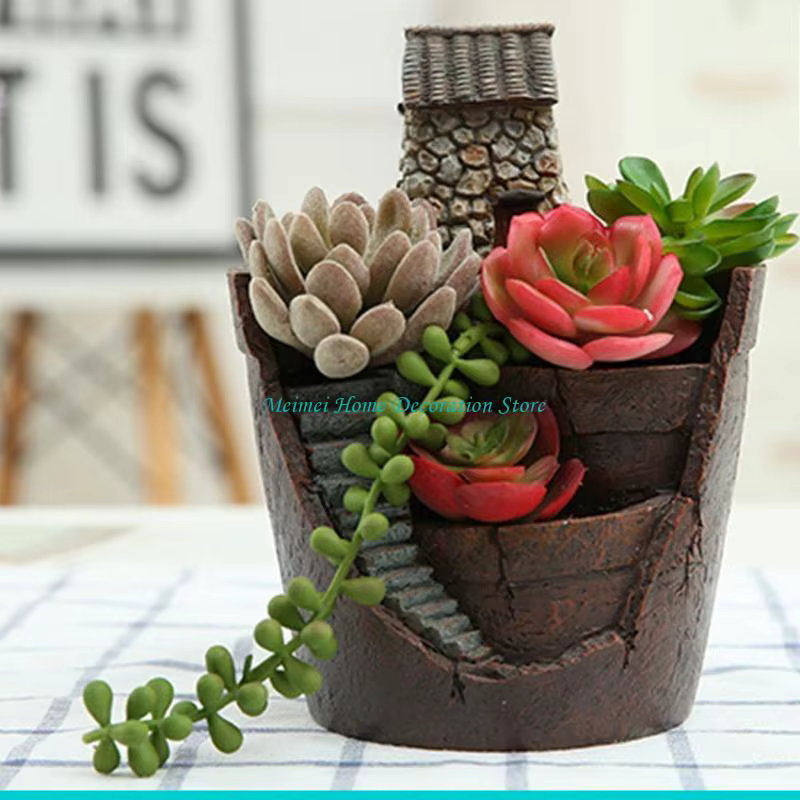 Pot fleur en résine H7BF