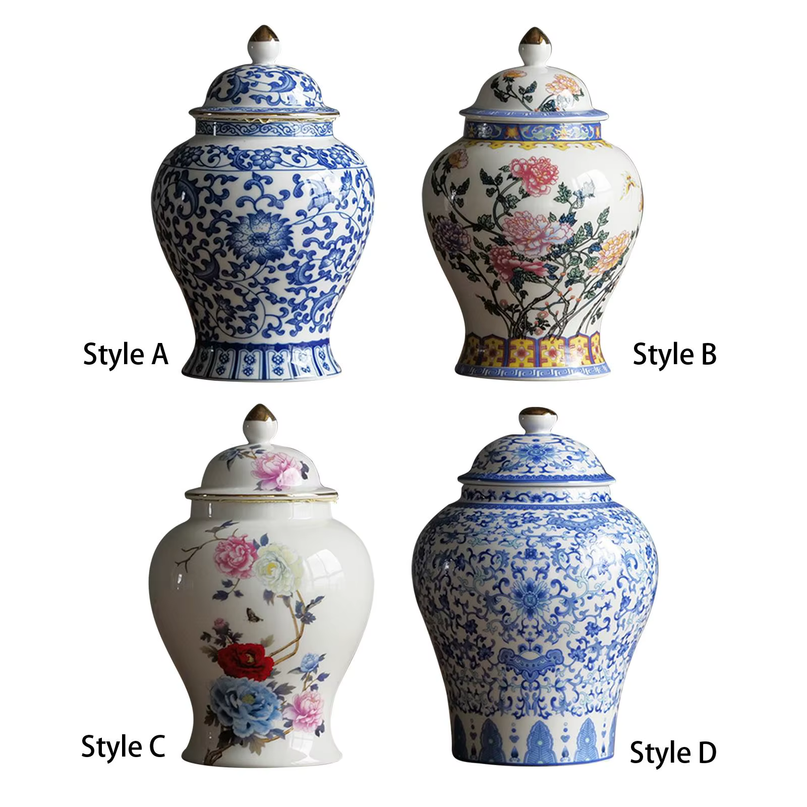 Pot de gingembre en céramique de Style chinois, Vase de fleurs séchées de Style Oriental émaillé