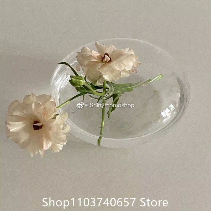 Vase en verre plat transparent de style français