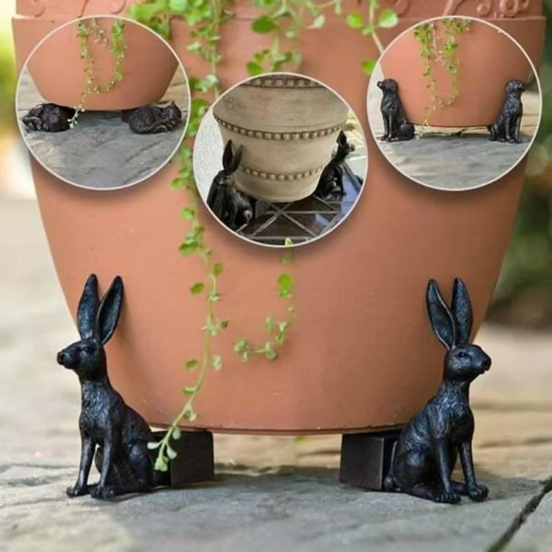 Pot de plante animale pied Pot de fleur Support résine artisanat décoration ensemble de 3 Statue extérieure Pot de